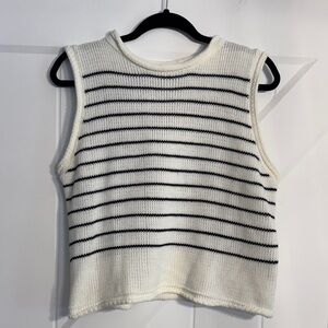 Striped Sleeveless Knit Top - White and Black